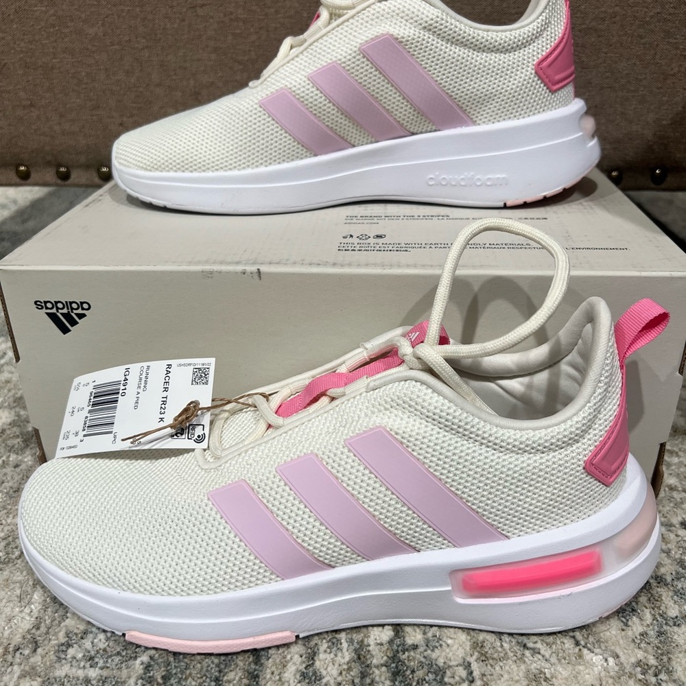 Adidas Racer TR23K Pink and White Sneakers - NWT